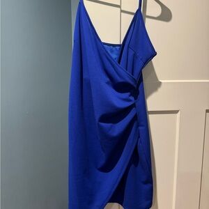 Elegant Blue Draped Women's Dress